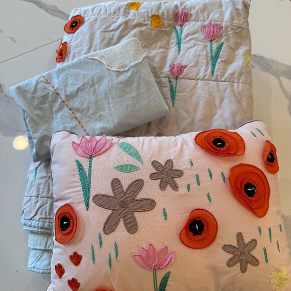 Land of Nod Pony Comforter Sham and Throw Pillow